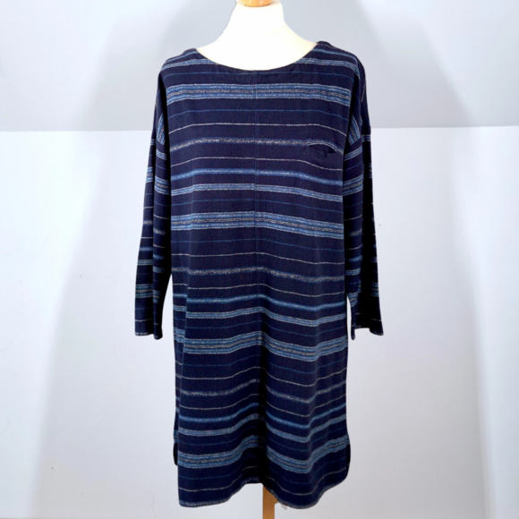 Dresses & Skirts - White Stuff Dress Tunic Navy Blue 100% Cotton Striped Shift Casual Smock 16